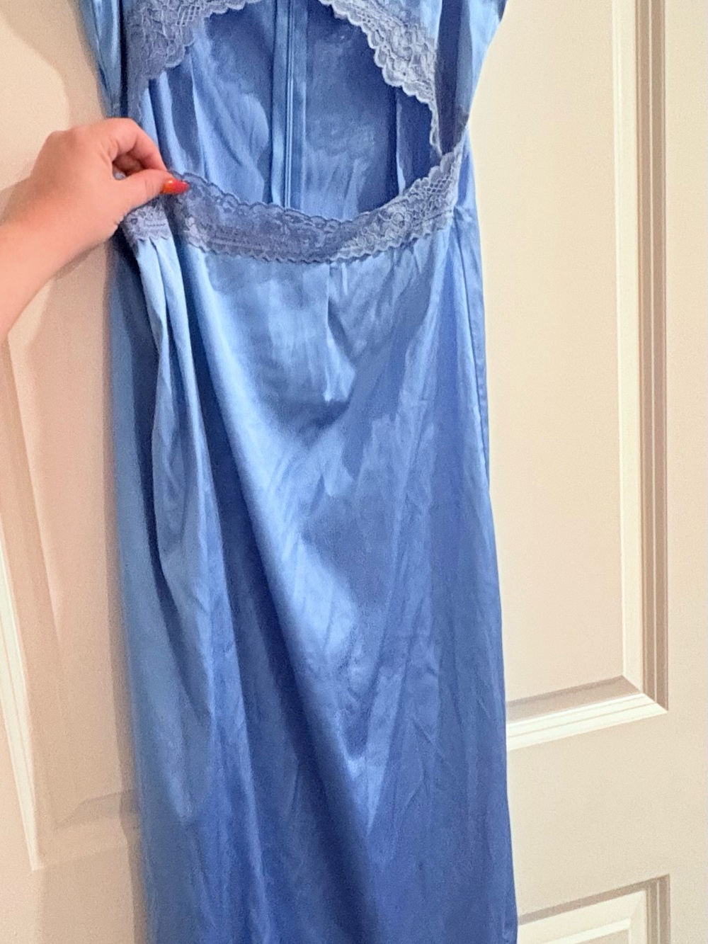 Light Blue Long Lace Detailed Dress